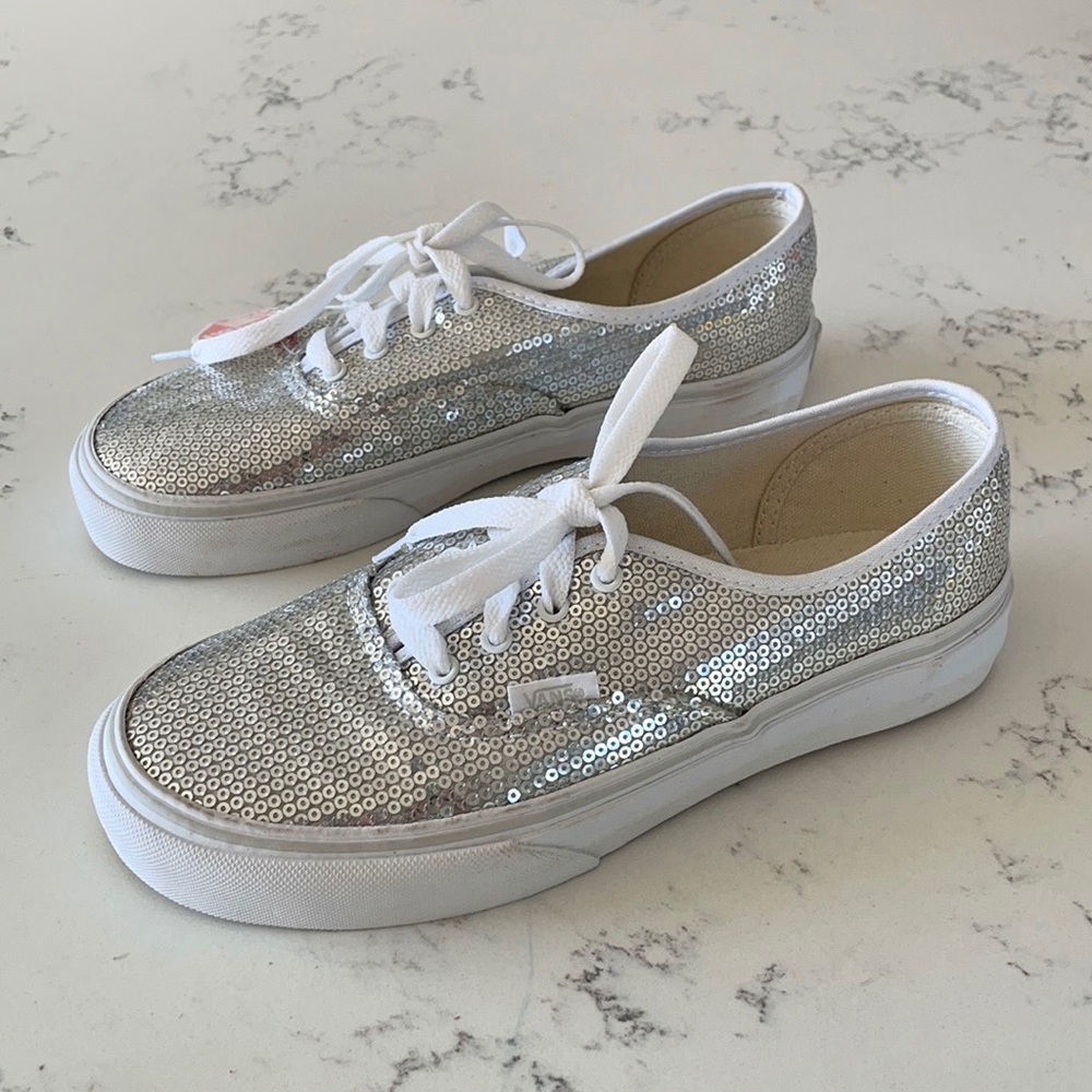 Vans Micro Silver Sequin Skate Vans - Picture 4 of 12
